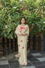 Butter Banarasi Silk Gota-Patti Pearl Saree