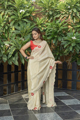 Butter Banarasi Silk Gota-Patti Pearl Saree