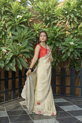 Butter Banarasi Silk Gota-Patti Pearl Saree