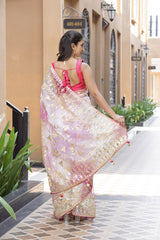 Stylish Rani-Butter Organza Silk Saree