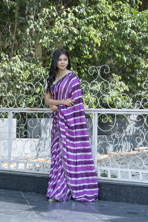 Royal Purple and Lavender Silk Saree