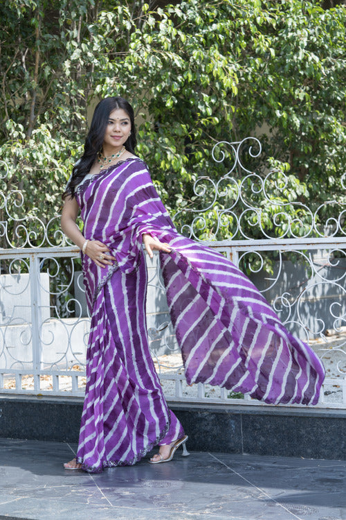 Royal Purple and Lavender Silk Saree